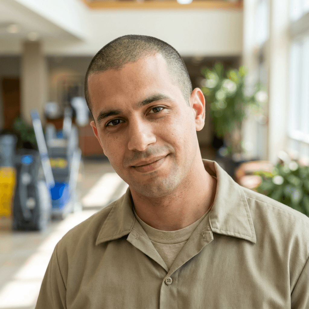 Male customer in his mid 40s, Black, grounded and approachable appearance