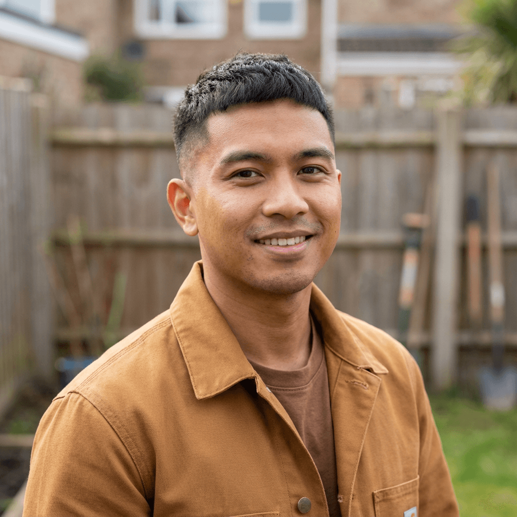 Male customer in his early 40s, East Asian, practical and straightforward appearance